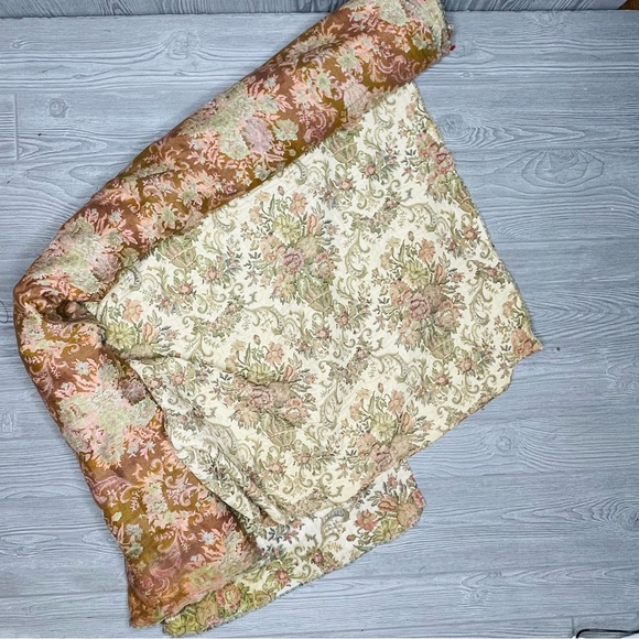 Vintage retro French woven thick upholstery tapestry floral fabric bolt roll - Picture 5 of 8
